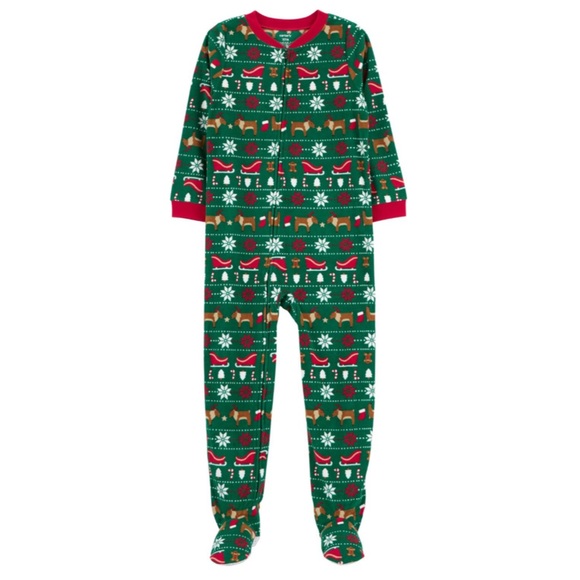 Carter's Other - Carter’s Boys Christmas Winter Fair Isle Fleece Footie Pajamas